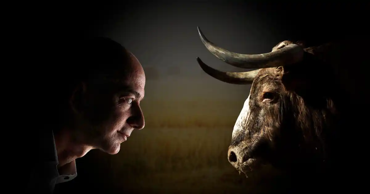 Billionaire Jeff Bezos Staring Down a Bull